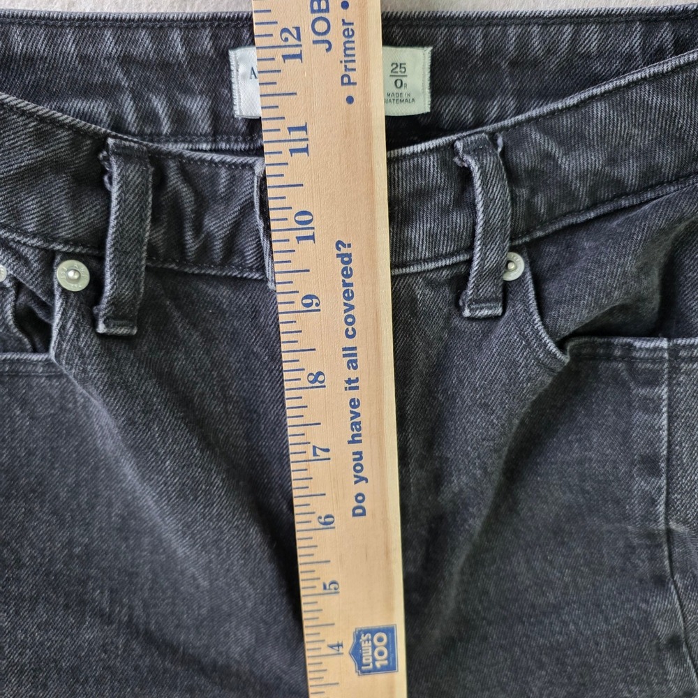 Abercrombie & Fitch The Mom High Rise Curve Love Sz 25/0 Black Raw Frayed Hem - Picture 11 of 12